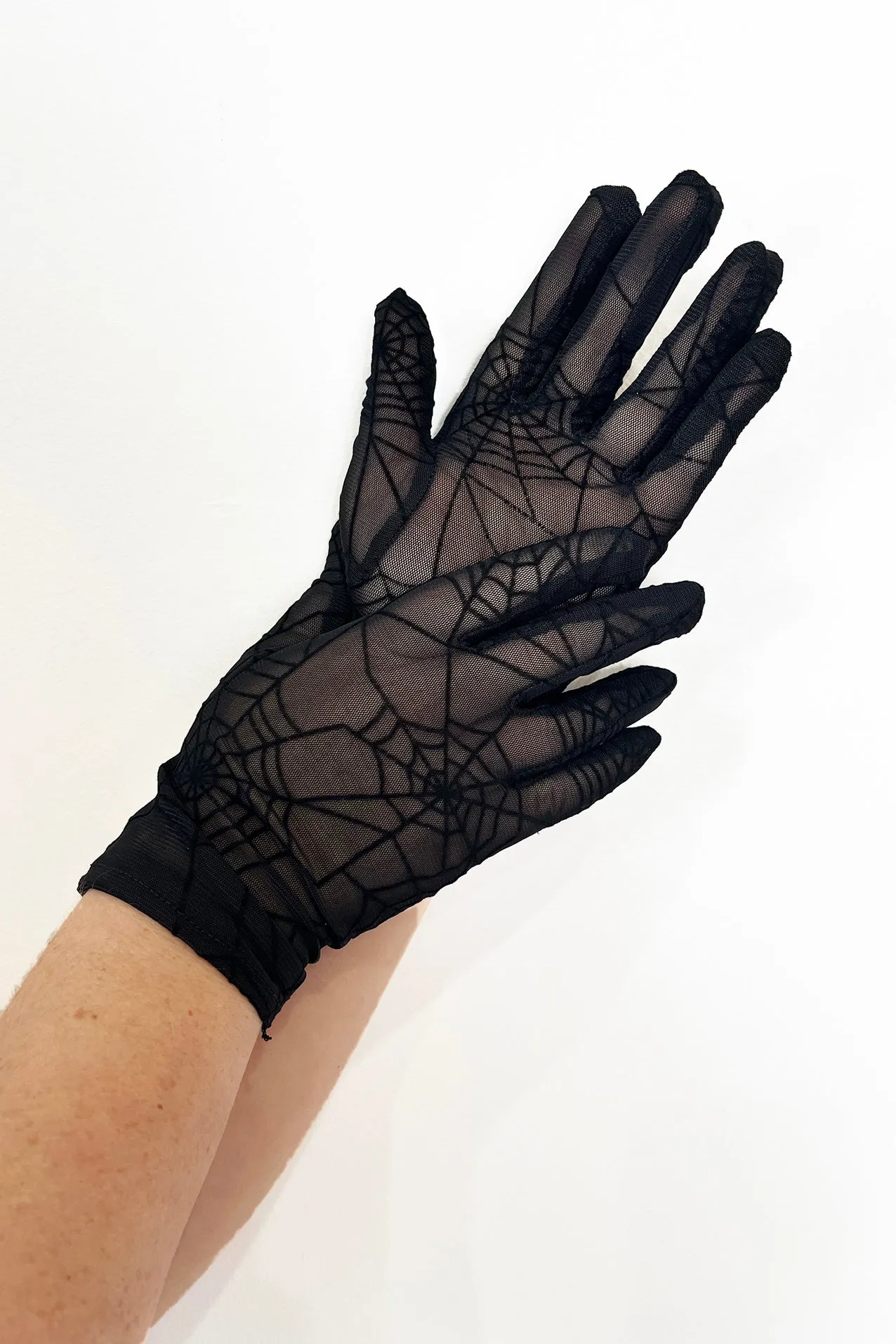 Black Spiderweb Mesh Gloves