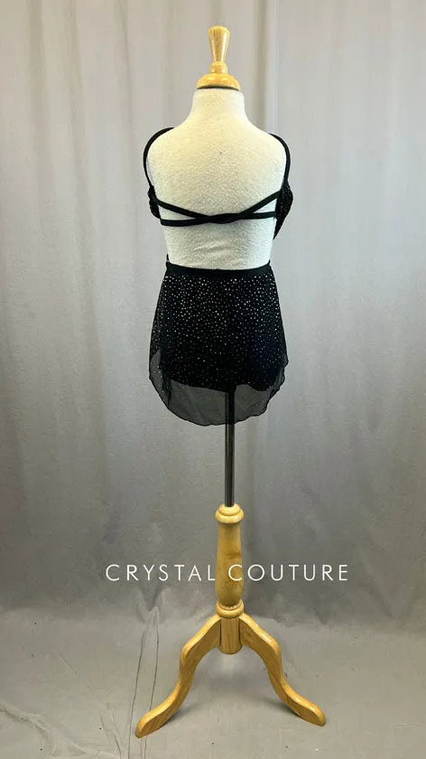 Custom Black Two Piece With Black Glitter Chiffon