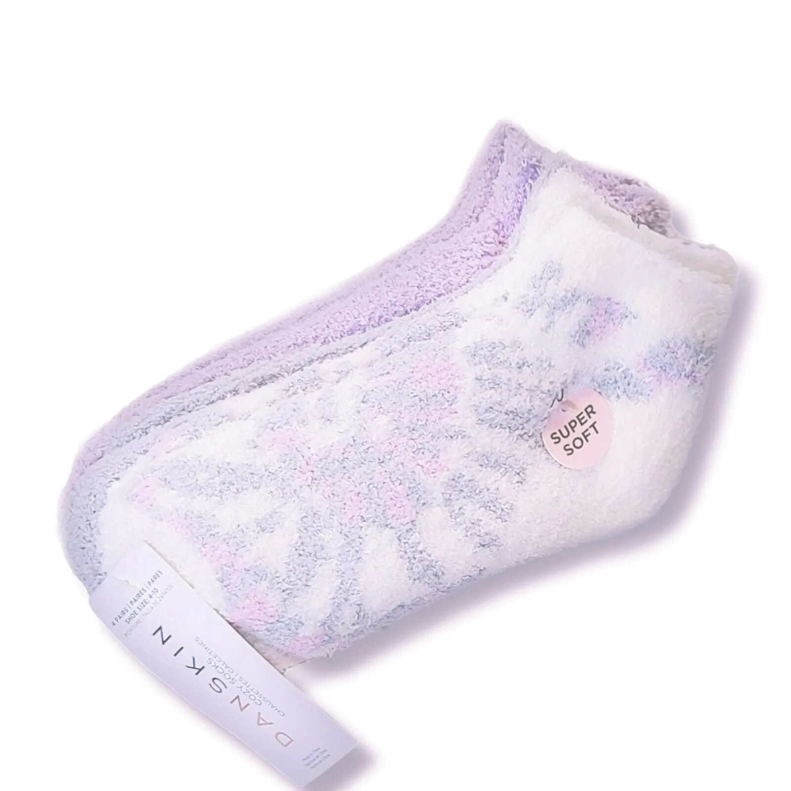 Danskin 4-Pack Ultra Soft Plush Fleece Tie-Dye Swirl Low Cut Cozy Socks