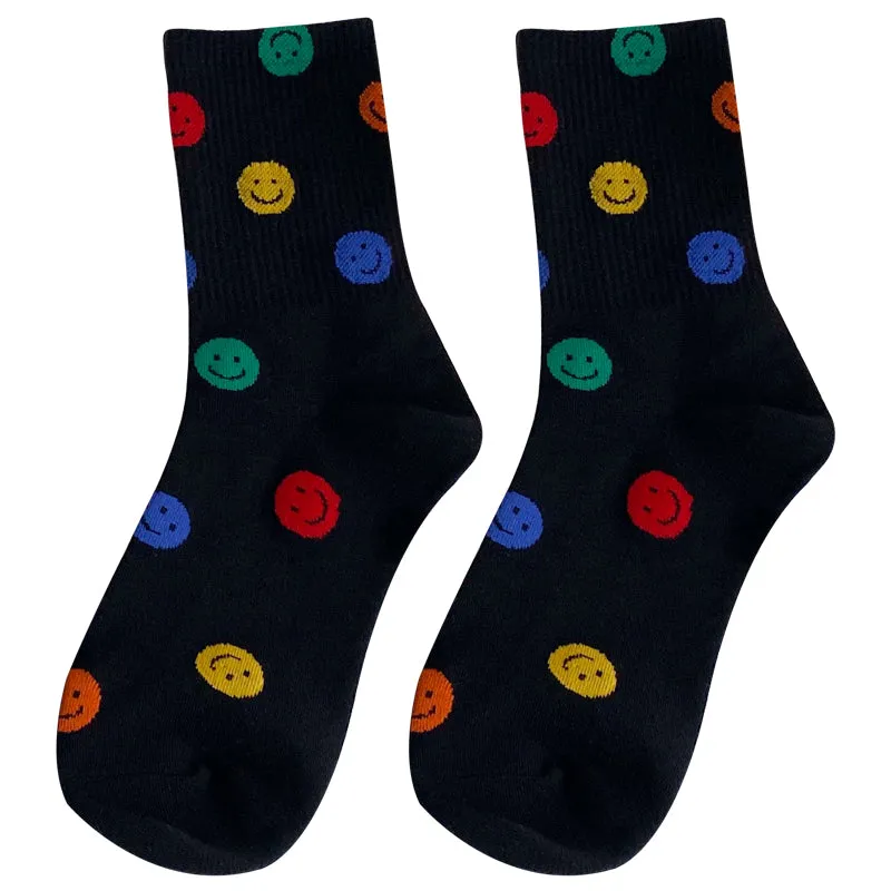 Japanese Cute Colorful Smiley Mid-tube Socks
