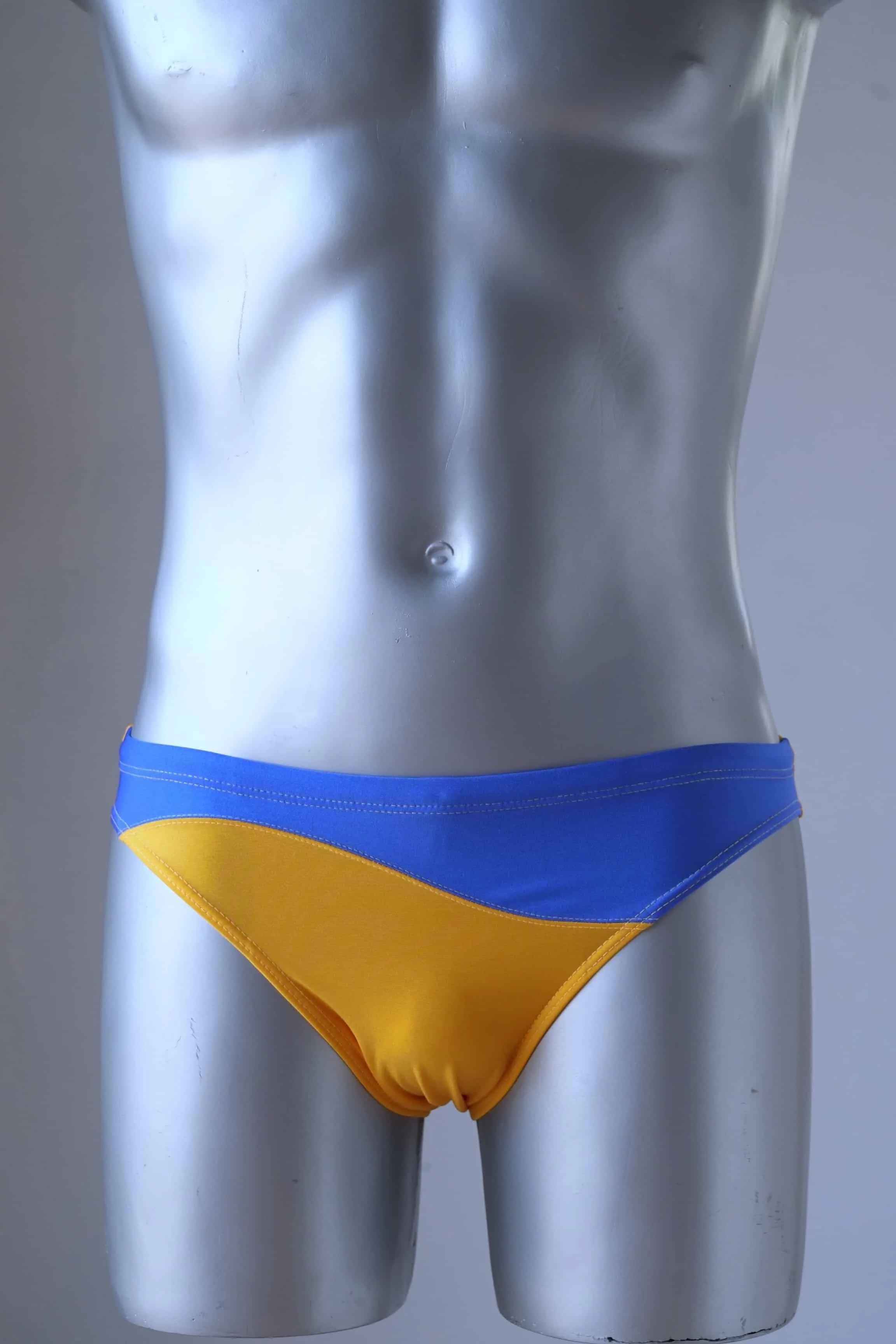 MONSIEUR ORCHIDÉE Vintage 80's Swim Briefs - Low Rise with Bold Blue & Yellow
