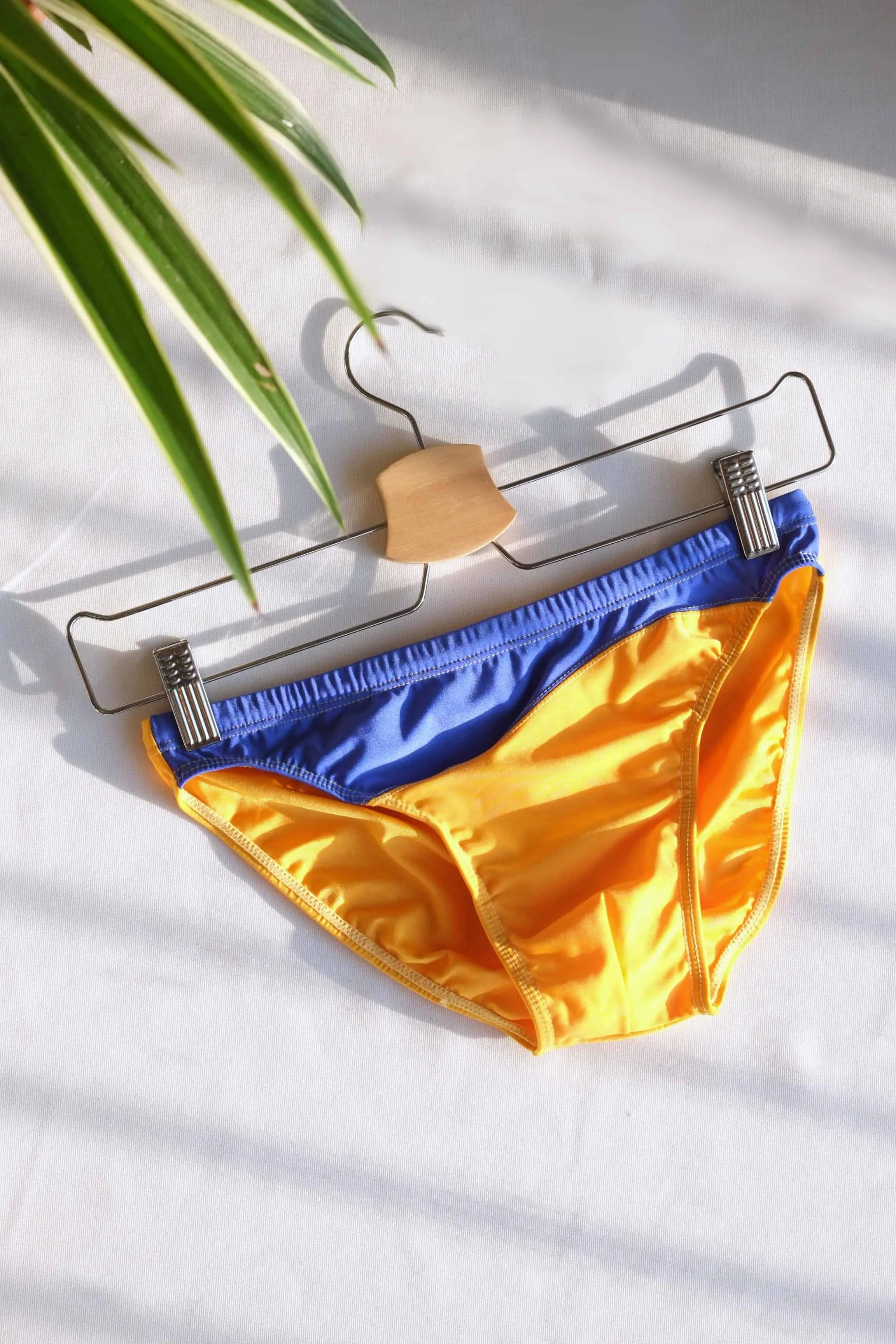 MONSIEUR ORCHIDÉE Vintage 80's Swim Briefs - Low Rise with Bold Blue & Yellow
