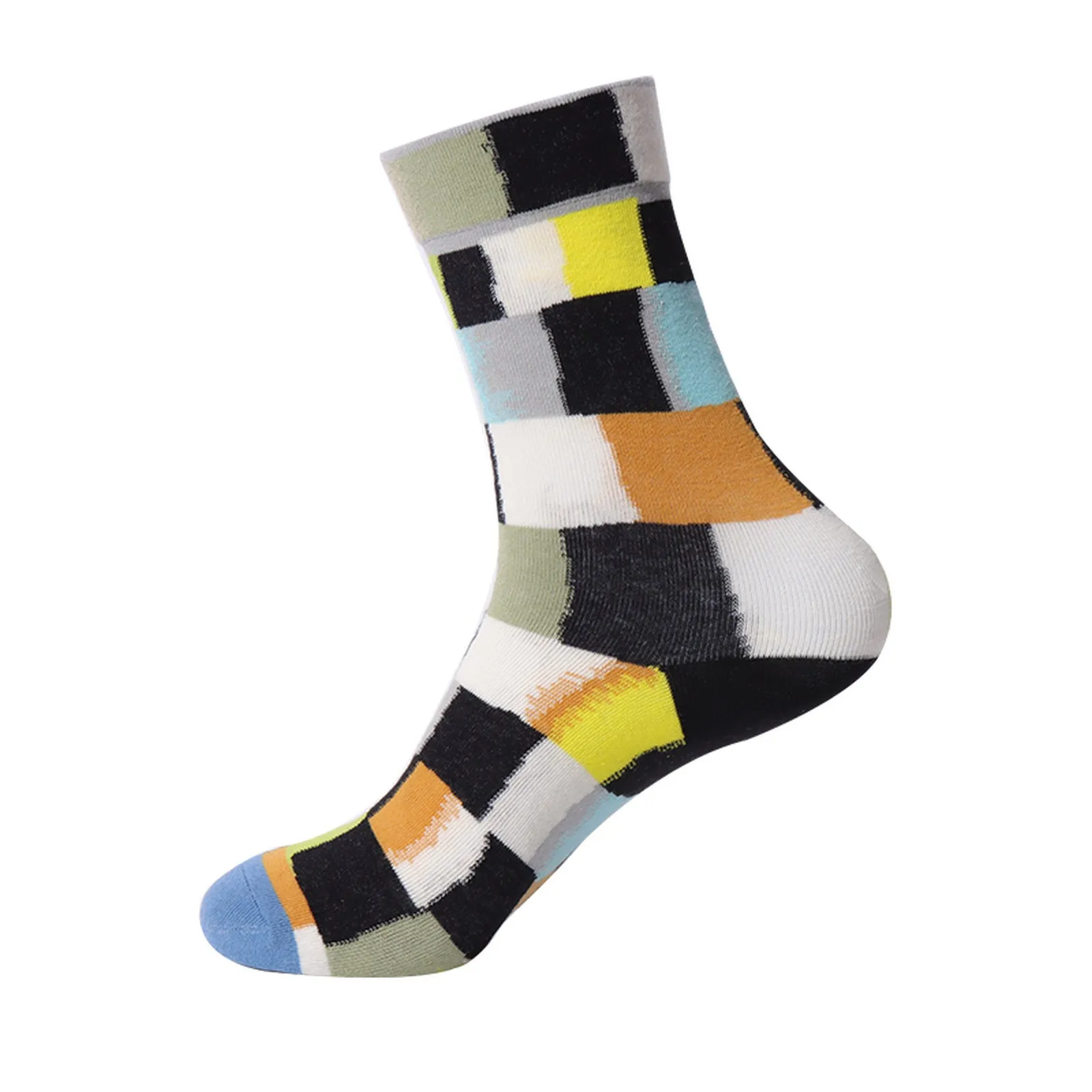 SF1054 Black & White Colorful Squares Socks