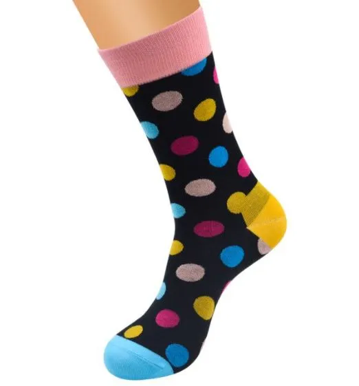 SF1065 Black Colorful Polka Dot Socks
