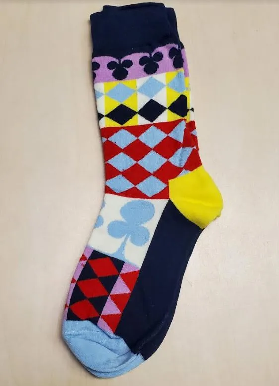 SF1277 Colorful Club & Diamond Pattern Socks