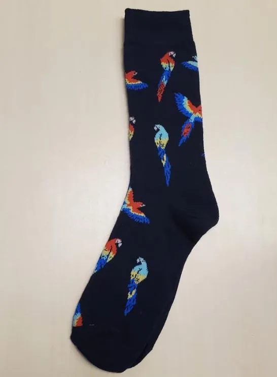 SF1278 Navy Blue Colorful Parrot Socks