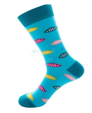 SF260 Fashion Blue Colorful Fish Socks