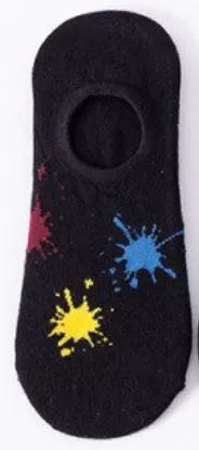 SF433 Black Colorful Paint Splatter Low Cut Socks